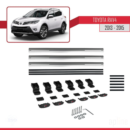 Compatible avec Toyota RAV4 IV (XA40) Pre-Facelift 2013-2015 BASIC Model Barres de Toit Railing Porte-Bagages de Voiture Gris Aluminium 3 Barres