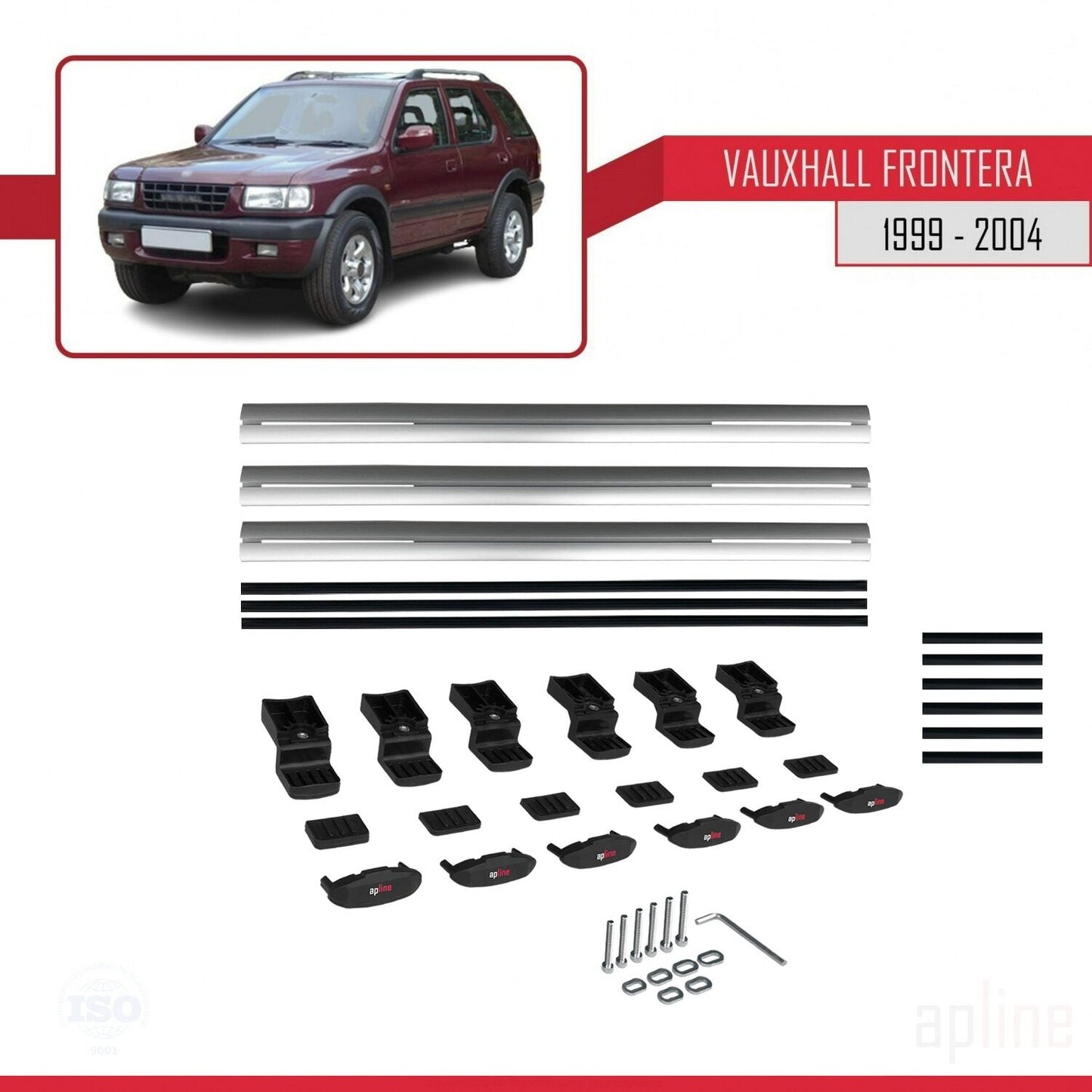 Compatible avec Vauxhall Frontera 2 1999-2004 BASIC Model Barres de Toit Railing Porte-Bagages de Voiture Gris Aluminium 3 Barres