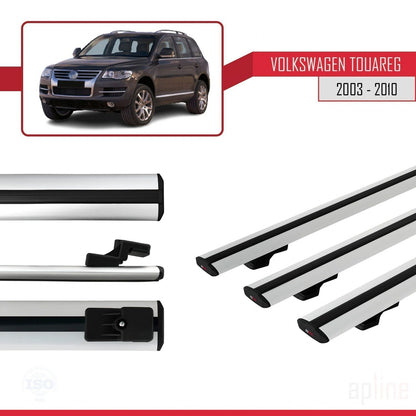 Compatible avec Volkswagen Touareg (7L) 2002-2010 BASIC Model Barres de Toit Railing Porte-Bagages de Voiture Gris Aluminium 3 Barres