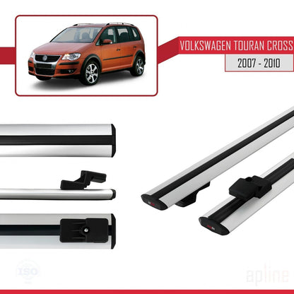 Compatible with Volkswagen Touran Cross Pre-Facelift 2007-2010 BASIC Model Car Roof Rack Cross Bar Grey Aluminium 3 Bars