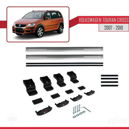 Compatible with Volkswagen Touran Cross Pre-Facelift 2007-2010 BASIC Model Car Roof Rack Cross Bar Grey Aluminium 3 Bars