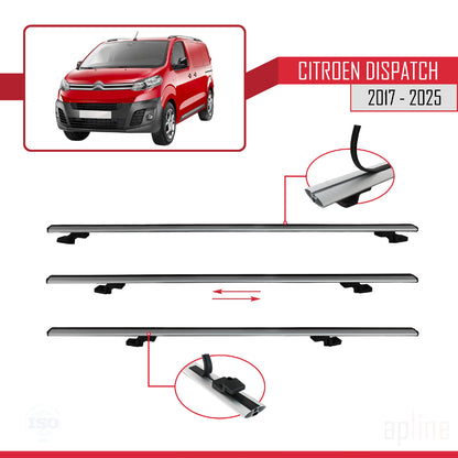 Compatible avec Citroen Dispatch (K0) 2017-2025 BASIC Model Barres de Toit Railing Porte-Bagages de Voiture Gris Aluminium 4 Barres