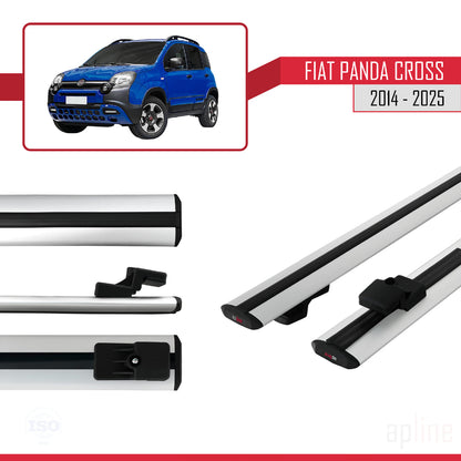 Kompatibel mit Fiat Panda Cross 2014-2025 Basismodell Dachgepäckträger, graues Aluminium, 2 Stangen