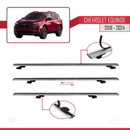 Compatible avec Chevrolet Equinox 2018-2024 BASIC Model Barres de Toit Railing Porte-Bagages de Voiture Gris Aluminium 2 Barres