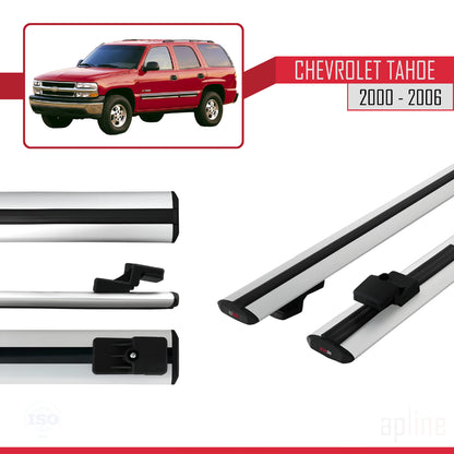 Compatible avec Chevrolet Tahoe 2000-2006 BASIC Model Barres de Toit Railing Porte-Bagages de Voiture Gris Aluminium 2 Barres