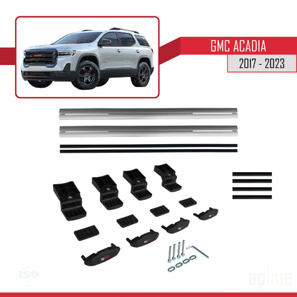 Compatible avec GMC Acadia 2017-2023 BASIC Model Barres de Toit Railing Porte-Bagages de Voiture Gris Aluminium 2 Barres