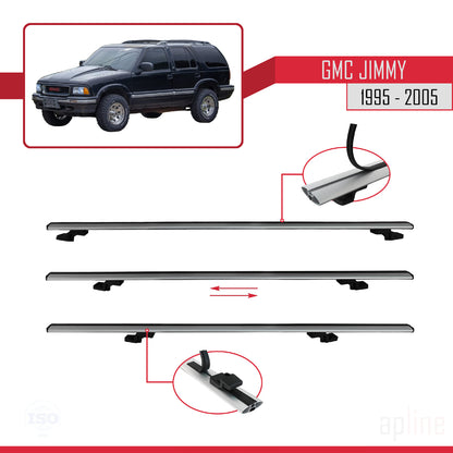 Compatible avec GMC Jimmy 1995-2005 BASIC Model Barres de Toit Railing Porte-Bagages de Voiture Gris Aluminium 4 Barres