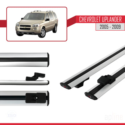 Compatible with Chevrolet Uplander 2005-2009 BASIC Model Car Roof Rack Cross Bar Grey Aluminium 2 Bars