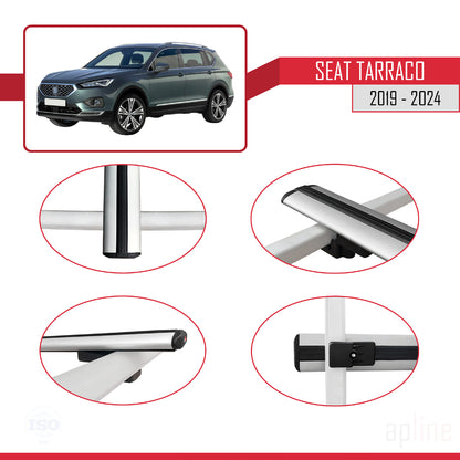 Compatible avec Seat Tarraco 2019-2024 BASIC Model Barres de Toit Railing Porte-Bagages de Voiture Gris Aluminium 3 Barres