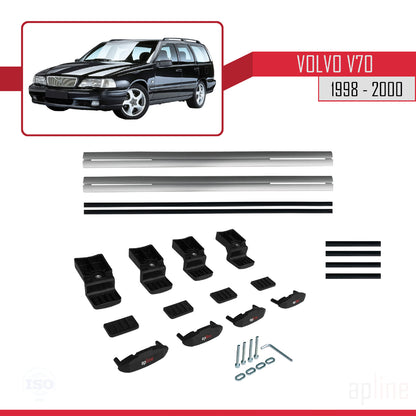 Compatible with Volvo V70 1998-2000 BASIC Model Car Roof Rack Cross Bar Grey Aluminium 3 Bars