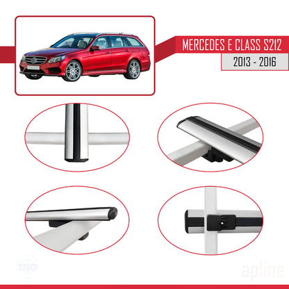 Compatible with Mercedes E Class S212 2013-2016 BASIC Model Car Roof Rack Cross Bar Grey Aluminium 2 Bars