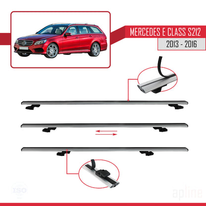 Compatible with Mercedes E Class S212 2013-2016 BASIC Model Car Roof Rack Cross Bar Grey Aluminium 2 Bars