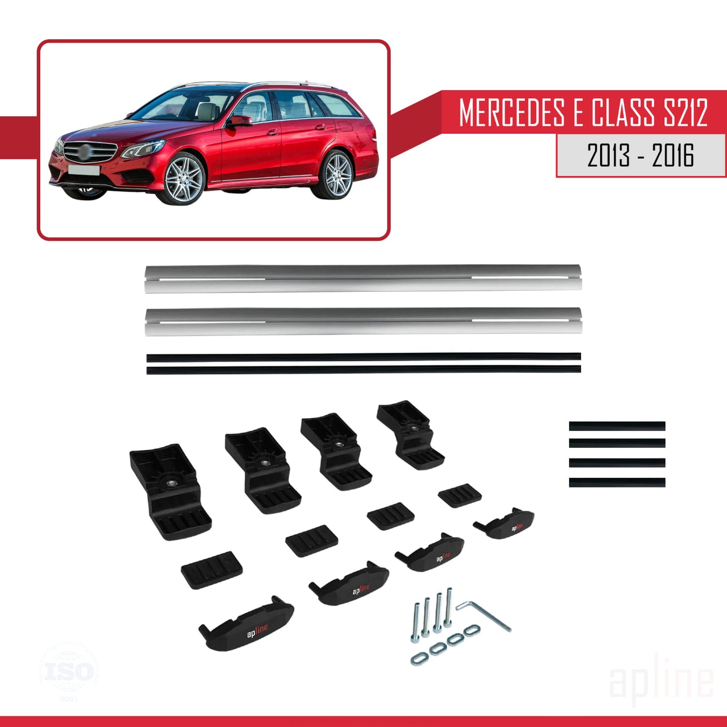 Compatible with Mercedes E Class S212 2013-2016 BASIC Model Car Roof Rack Cross Bar Grey Aluminium 2 Bars