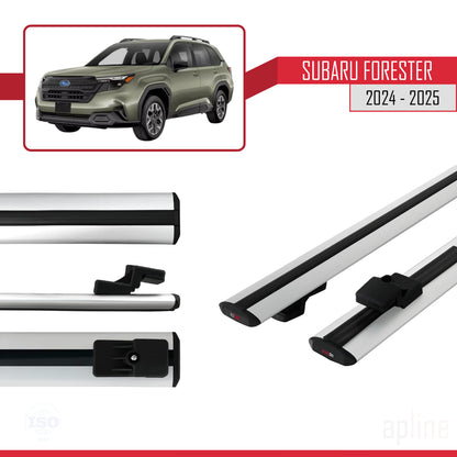Compatible with Subaru Forester (Raised Roof) 2024-2025 BASIC Model Car Roof Rack Cross Bar Grey Aluminium 2 Bars