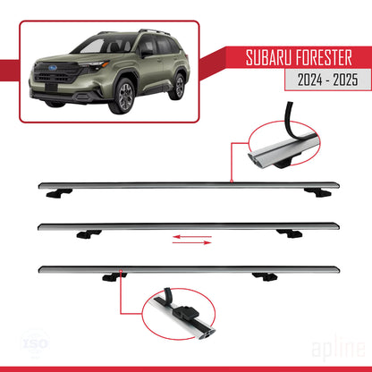 Compatible with Subaru Forester (Raised Roof) 2024-2025 BASIC Model Car Roof Rack Cross Bar Grey Aluminium 2 Bars