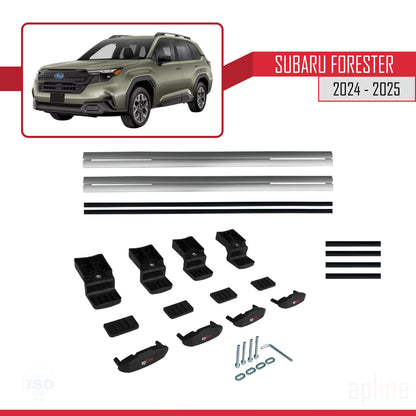 Compatible with Subaru Forester (Raised Roof) 2024-2025 BASIC Model Car Roof Rack Cross Bar Grey Aluminium 2 Bars