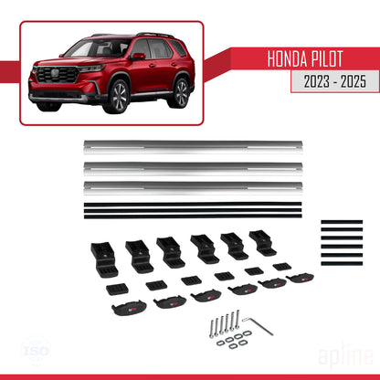 Compatible avec Honda Pilot 2023-2025 BASIC Model Barres de Toit Railing Porte-Bagages de Voiture Gris Aluminium 3 Barres