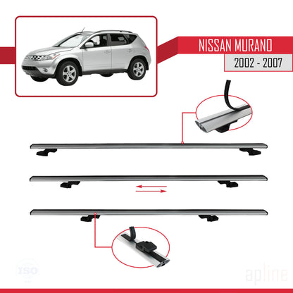 Compatible avec Nissan Murano 2002-2007 BASIC Model Barres de Toit Railing Porte-Bagages de Voiture Gris Aluminium 3 Barres