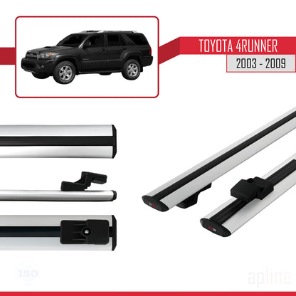 Compatible avec Toyota 4Runner 2003-2009 BASIC Model Barres de Toit Railing Porte-Bagages de Voiture Gris Aluminium 2 Barres