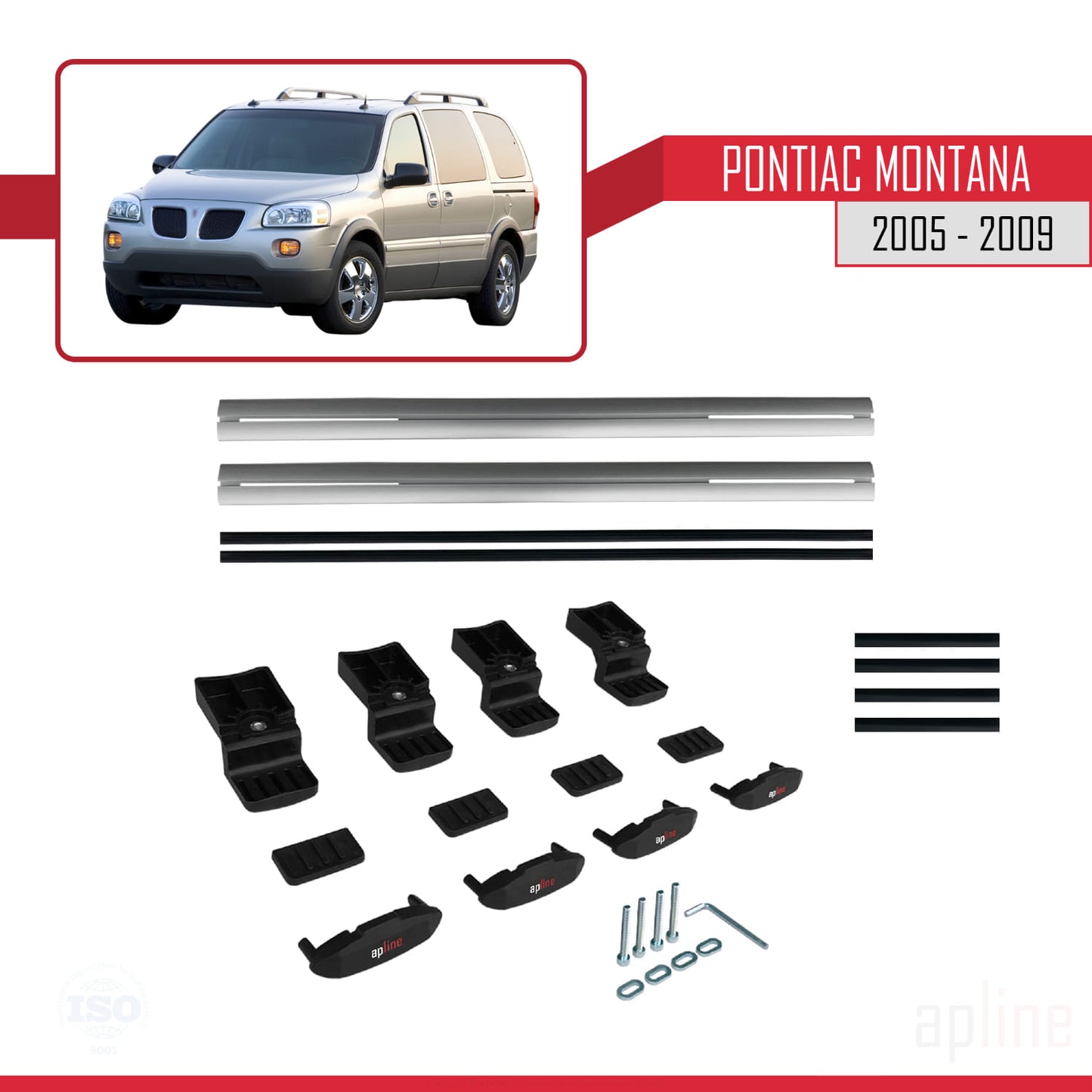 Compatible avec Pontiac Montana 2005-2009 BASIC Model Barres de Toit Railing Porte-Bagages de Voiture Gris Aluminium 2 Barres