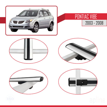 Compatible avec Pontiac Vibe 2003-2008 BASIC Model Barres de Toit Railing Porte-Bagages de Voiture Gris Aluminium 2 Barres