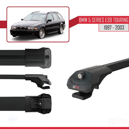Kompatibel mit BMW 5er (E39) Touring 1997-2003 ACE-1 Dachgepäckträger, schwarzes Aluminium, 3 Querträger