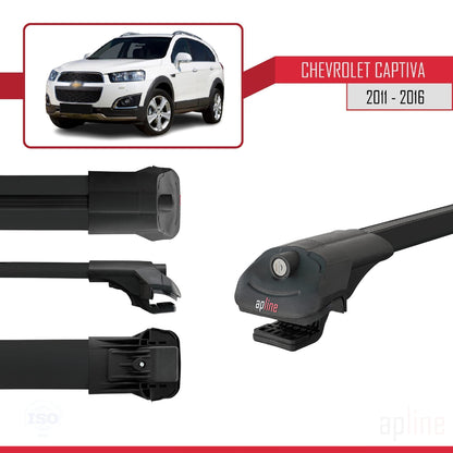 Kompatibel mit Chevrolet Captiva 2011-2015 ACE-1 Dachgepäckträger, Reling, Gepäckträger, schwarzes Aluminium, 3 Stangen