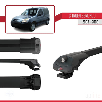 Kompatibel mit Citroen Berlingo (M59) 2003-2008 ACE-1 Dachträger Auto-Dachgepäckträger Reling Schwarzes Aluminium 2 Stangen