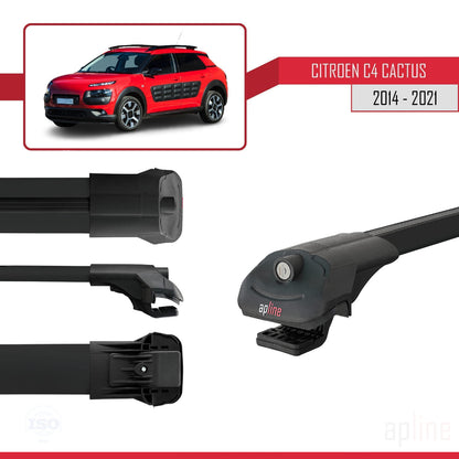Kompatibel mit Citroen C4 Cactus 2014-2021 ACE-1 Dachgepäckträger, Reling, Gepäckträger, schwarzes Aluminium, 3 Stangen