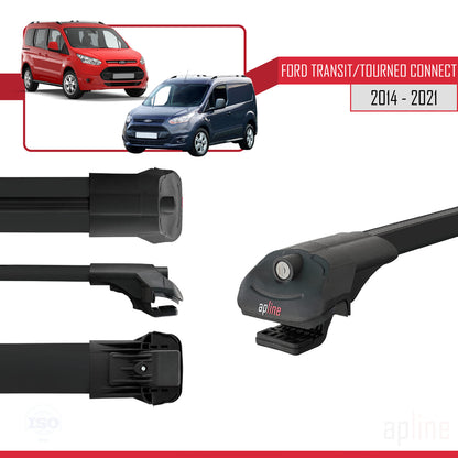 Compatible with Ford Transit/Tourneo Connect 2 2014-2021 ACE-1 Car Roof Rack Cross Bar Black Aluminium 2 Bars