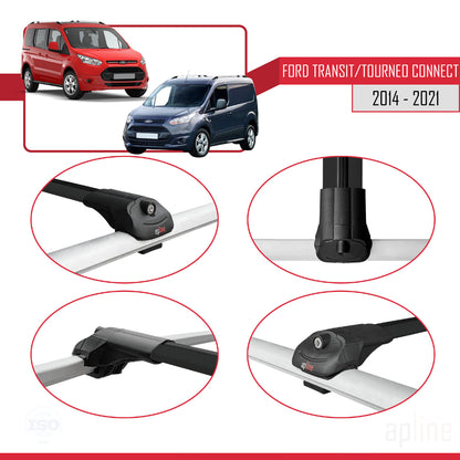 Compatible with Ford Transit/Tourneo Connect 2 2014-2021 ACE-1 Car Roof Rack Cross Bar Black Aluminium 2 Bars
