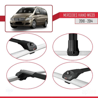 Compatible with Mercedes Viano 2 (W639) Post-Facelift 2010-2014 ACE-1 Car Roof Rack Cross Bar Black Aluminium 4 Bars