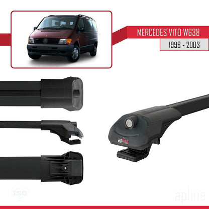 Compatible with Mercedes Vito (W638) 1996-2003 ACE-1 Car Roof Rack Cross Bar Black Aluminium 2 Bars