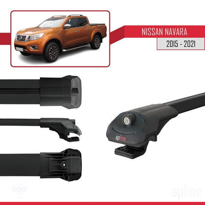 Compatible avec Nissan Navara 4 (D23) 2015-2021 ACE-1 Barres de Toit Railing Porte-Bagages de Voiture Noir Aluminium 2 Barres