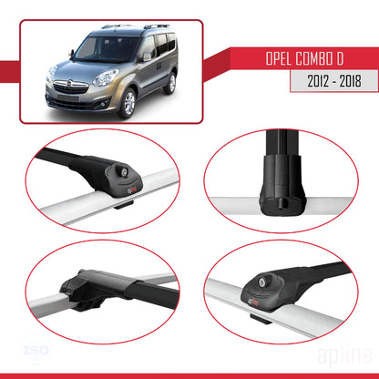 Compatible avec Opel Combo D 2012-2018 ACE-1 Barres de Toit Railing Porte-Bagages de Voiture Noir Aluminium 2 Barres