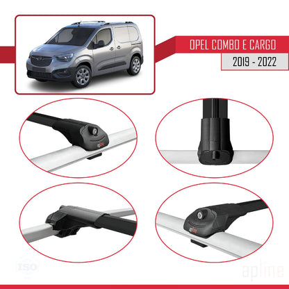 Compatible avec Opel Combo E Cargo 2019-2022 ACE-1 Barres de Toit Railing Porte-Bagages de Voiture Noir Aluminium 3 Barres