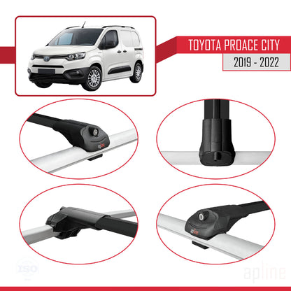 Compatible avec Toyota Proace City 2019-2022 ACE-1 Barres de Toit Railing Porte-Bagages de Voiture Noir Aluminium 2 Barres