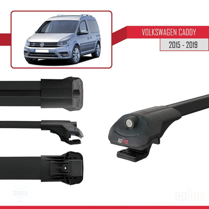 Compatible avec Volkswagen Caddy 3 (SA) 2015-2019 ACE-1 Barres de Toit Railing Porte-Bagages de Voiture Noir Aluminium 4 Barres