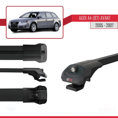 Compatible avec A4 (B7) Avant 2005-2007 ACE-1 Barres de Toit Railing Porte-Bagages de Voiture Noir Aluminium 3 Barres