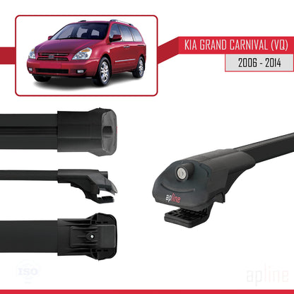 Compatible with Kia Grand Carnival 2 (VQ) 2006-2014 ACE-1 Car Roof Rack Cross Bar Black Aluminium 3 Bars