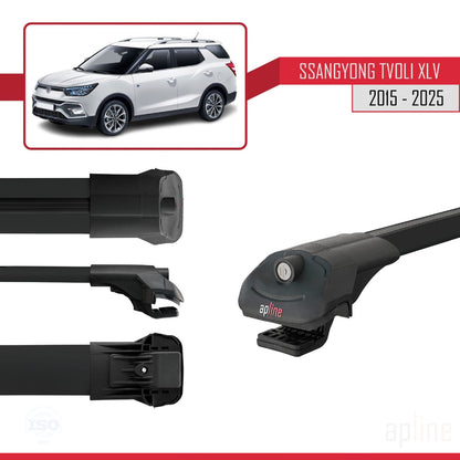 Compatible avec Ssangyong Tivoli XLV 2015-2025 ACE-1 Barres de Toit Railing Porte-Bagages de Voiture Noir Aluminium 2 Barres