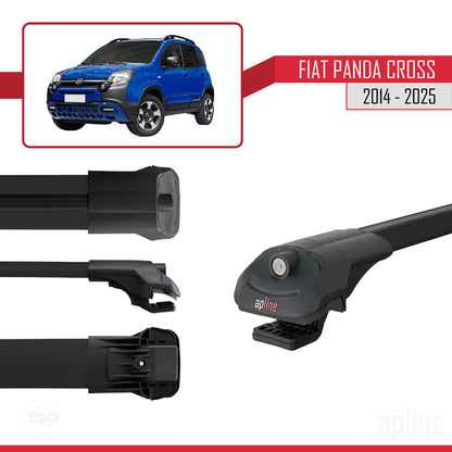 Kompatibel mit Fiat Panda Cross 2014-2025 ACE-1 Dachgepäckträger, Reling, Gepäckträger, schwarzes Aluminium, 2 Stangen