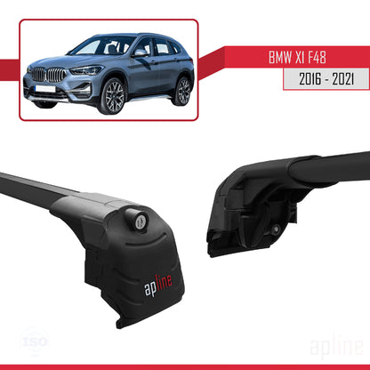 Compatible avec BMW X1 (F48) 2016-2022 ACE-2 Barres de Toit Railing Porte-Bagages de Voiture Noir Aluminium 2 Barres
