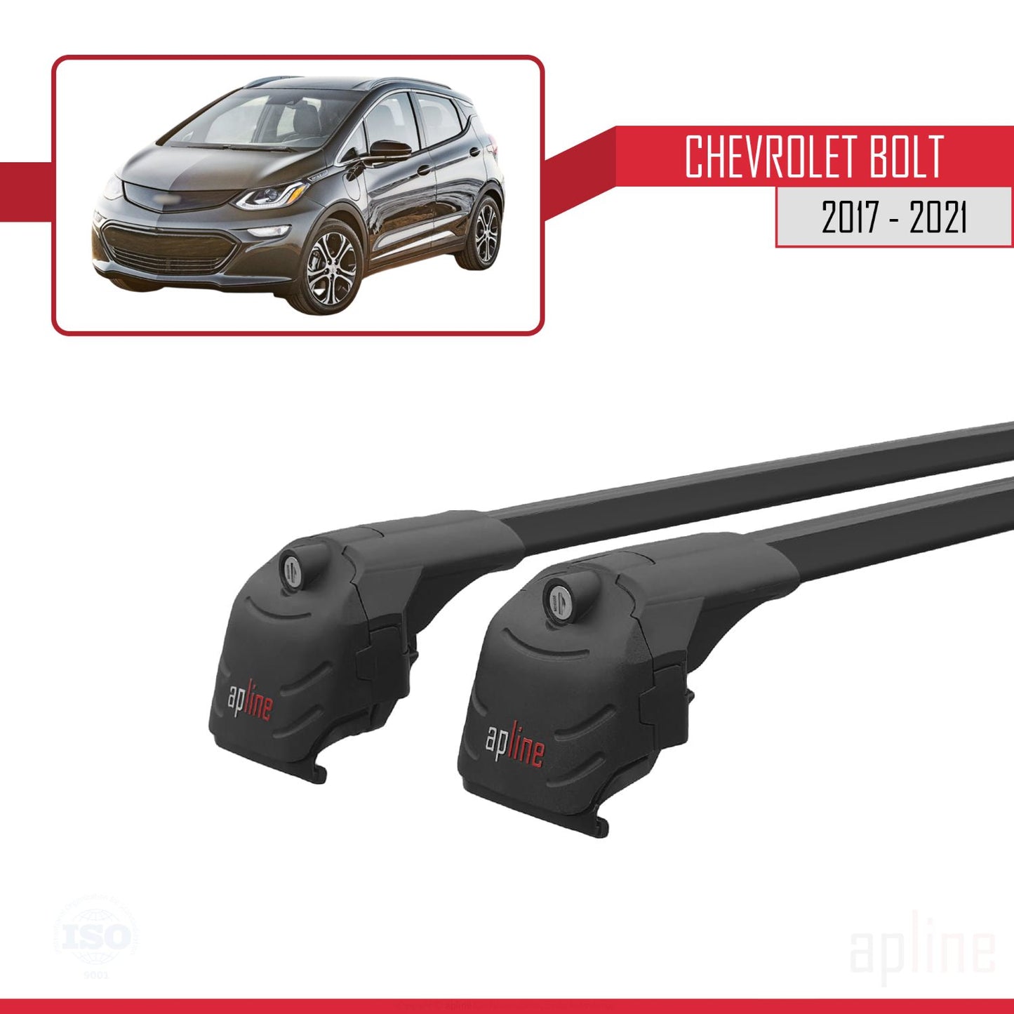 Kompatibel mit Chevrolet Bolt 2017-2021 ACE-2 Relingträger Dachträger Auto Gepäckträger Schwarz Aluminium 2 Stangen
