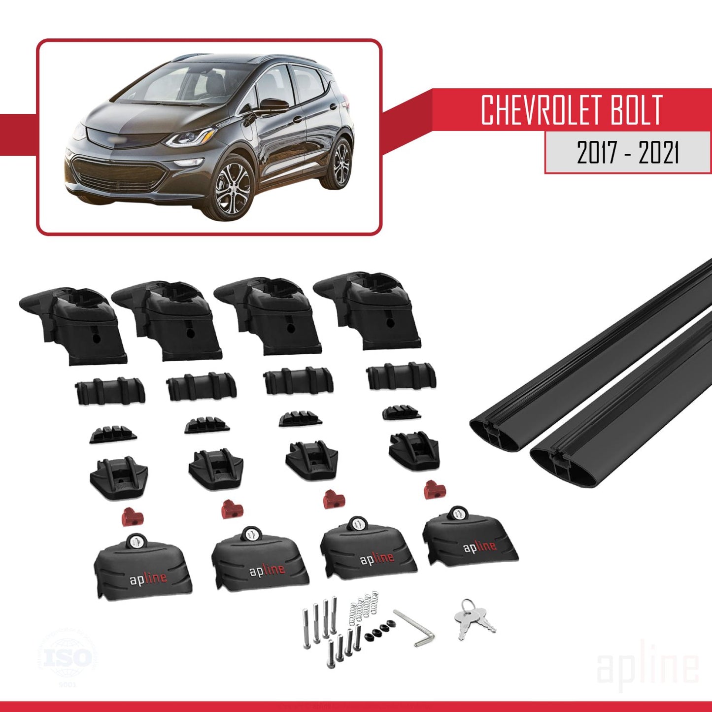 Kompatibel mit Chevrolet Bolt 2017-2021 ACE-2 Relingträger Dachträger Auto Gepäckträger Schwarz Aluminium 2 Stangen