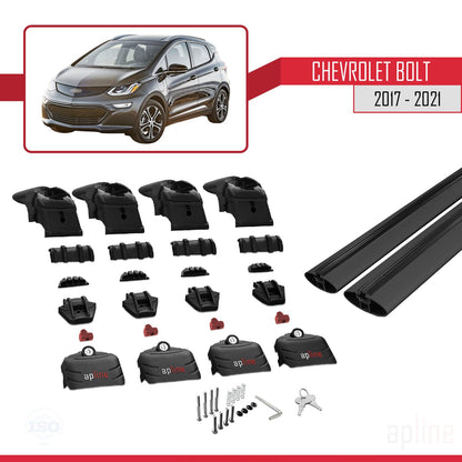 Kompatibel mit Chevrolet Bolt 2017-2021 ACE-2 Relingträger Dachträger Auto Gepäckträger Schwarz Aluminium 2 Stangen