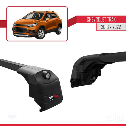 Compatible avec Chevrolet Trax (U200) 2013-2022 ACE-2 Barres de Toit Railing Porte-Bagages de Voiture Noir Aluminium 2 Barres