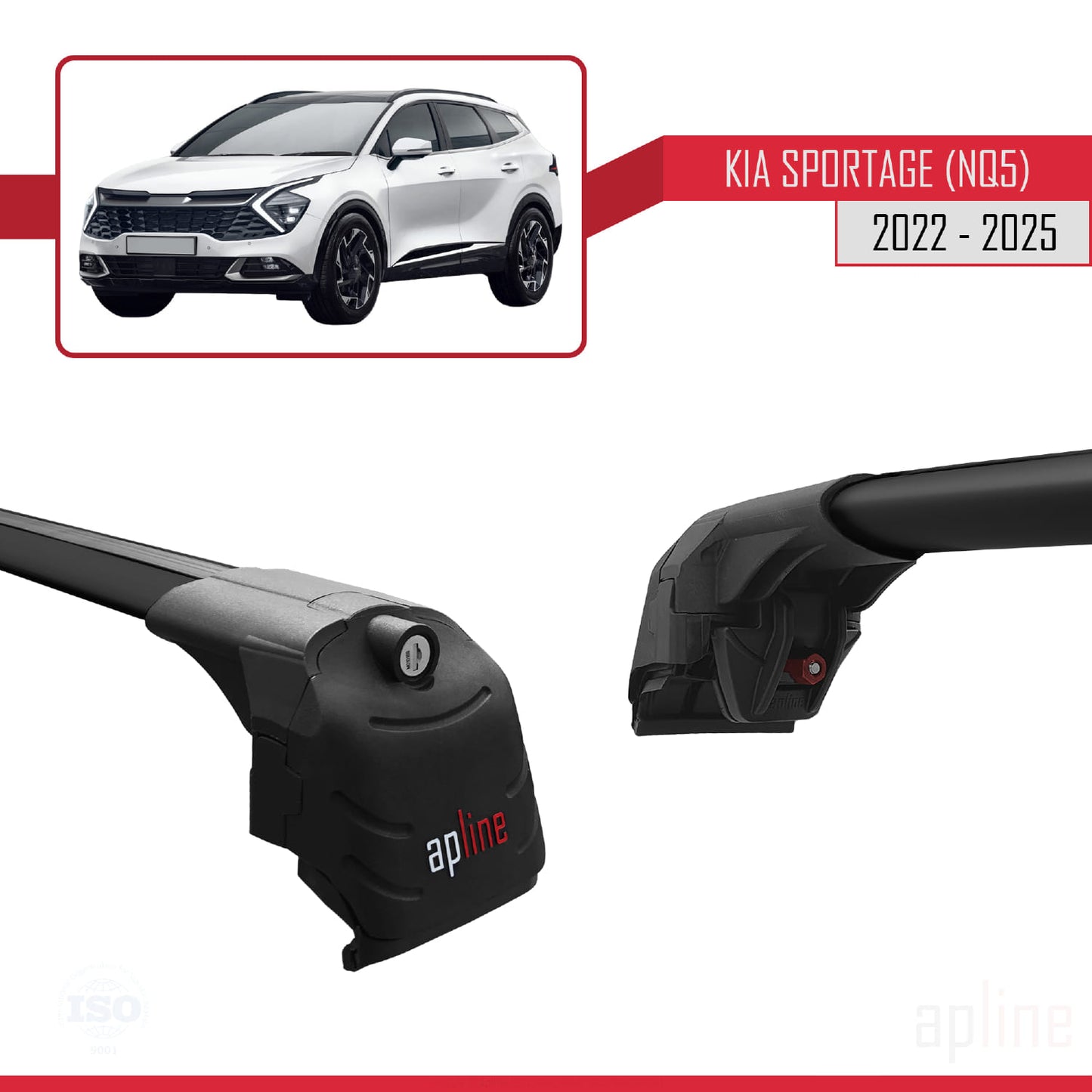 Kompatibel mit Kia Sportage 5 (NQ5) 2022-2025 Non-Sunroof ACE-2 Relingträger Dachträger Auto Gepäckträger Schwarz Aluminium 2 Stangen