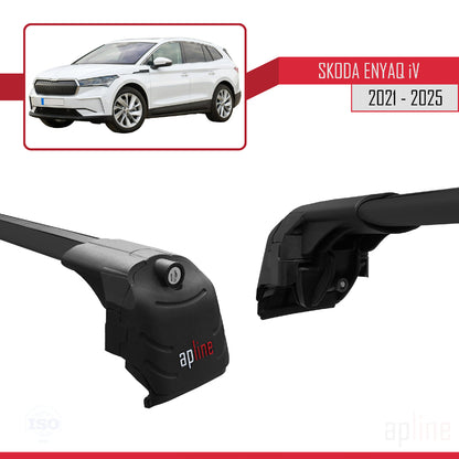 Compatible avec Skoda Enyaq 2021-2025 ACE-2 Barres de Toit Railing Porte-Bagages de Voiture Noir Aluminium 2 Barres