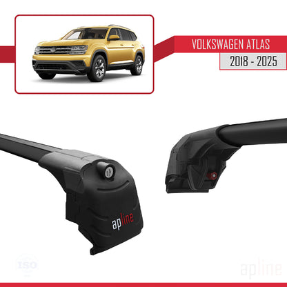 Compatible avec Volkswagen Atlas (CA1) 2018-2025 ACE-2 Barres de Toit Railing Porte-Bagages de Voiture Noir Aluminium 2 Barres
